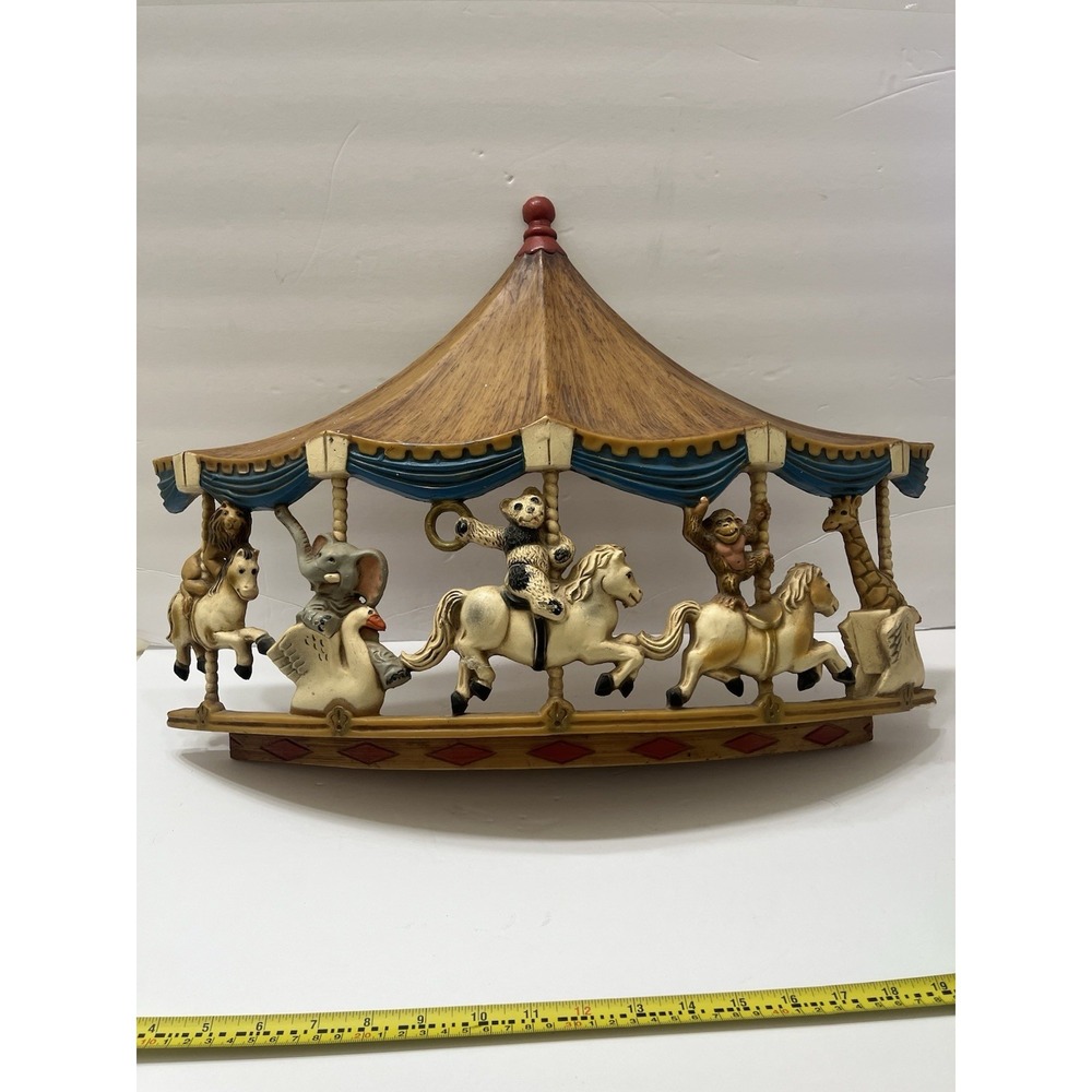 Vintage Universal Statuary Corp Carousel Wall Plaque 1979 Animals Whimsical 22"